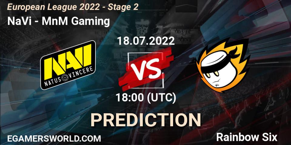 NaVi contre MnM Gaming : prédiction de match. 18.07.2022 at 16:00. Rainbow Six, European League 2022 - Stage 2