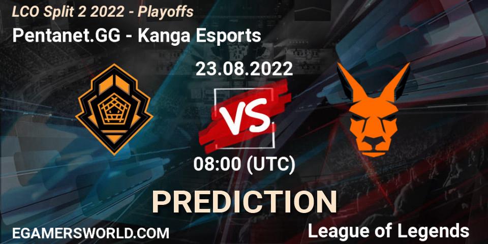 Pentanet.GG contre Kanga Esports : prédiction de match. 23.08.2022 at 08:00. LoL, LCO Split 2 2022 - Playoffs