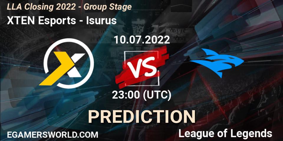 XTEN Esports contre Isurus : prédiction de match. 10.07.22. LoL, LLA Closing 2022 - Group Stage