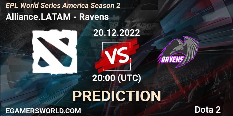 Alliance.LATAM contre Ravens : prédiction de match. 21.12.2022 at 20:13. Dota 2, EPL World Series America Season 2