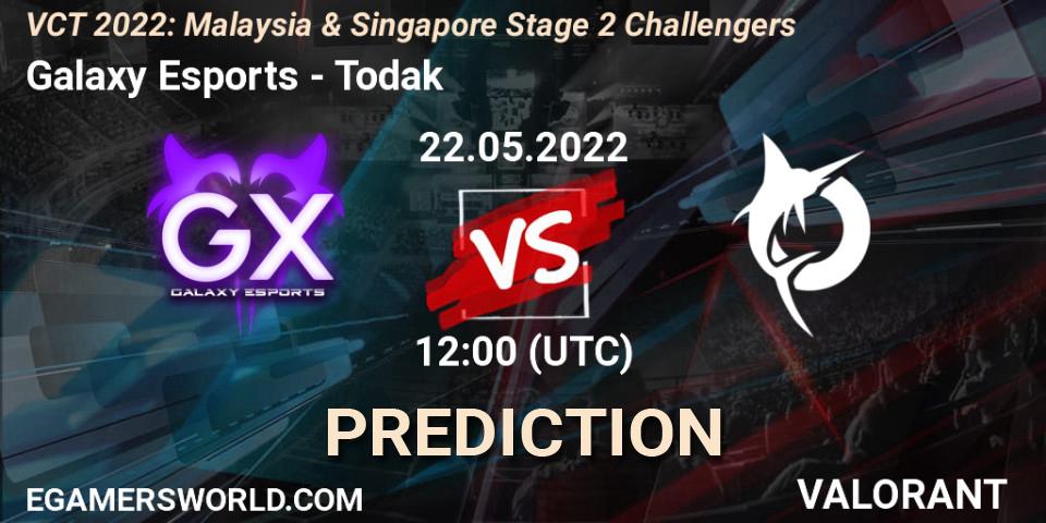 Galaxy Esports contre Todak : prédiction de match. 22.05.2022 at 12:00. VALORANT, VCT 2022: Malaysia & Singapore Stage 2 Challengers