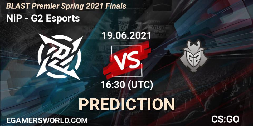 NiP contre G2 Esports : prédiction de match. 19.06.2021 at 17:40. Counter-Strike (CS2), BLAST Premier Spring 2021 Finals
