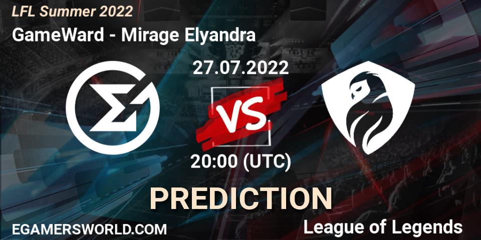 GameWard contre Mirage Elyandra : prédiction de match. 27.07.2022 at 20:15. LoL, LFL Summer 2022