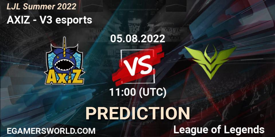 AXIZ contre V3 esports : prédiction de match. 05.08.2022 at 11:00. LoL, LJL Summer 2022