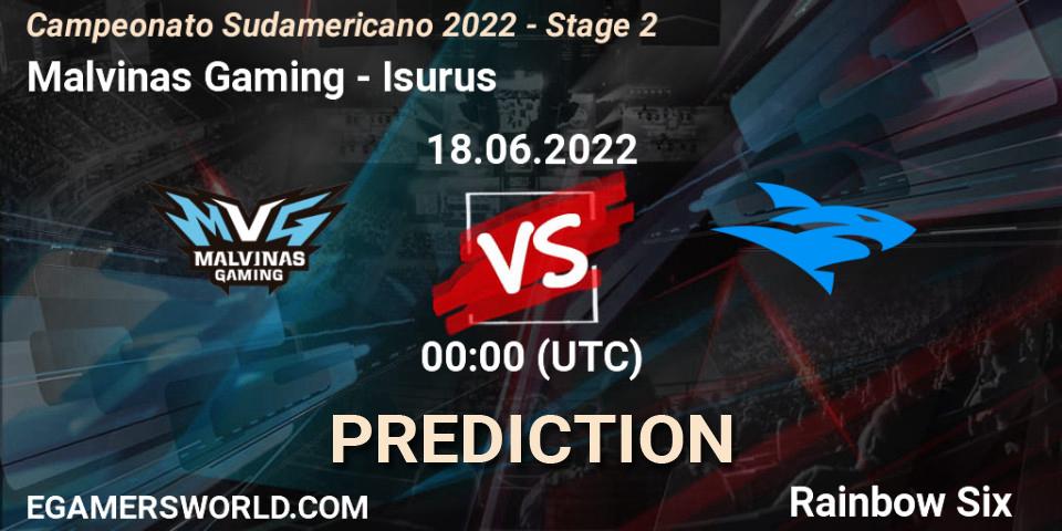 Malvinas Gaming contre Isurus : prédiction de match. 24.06.2022 at 00:00. Rainbow Six, Campeonato Sudamericano 2022 - Stage 2