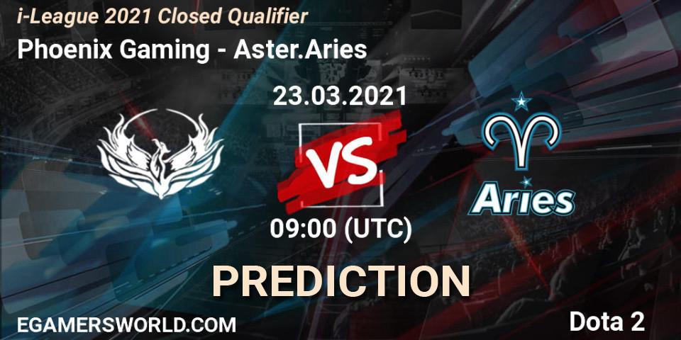 Phoenix Gaming contre Aster.Aries : prédiction de match. 23.03.2021 at 09:10. Dota 2, i-League 2021 Closed Qualifier