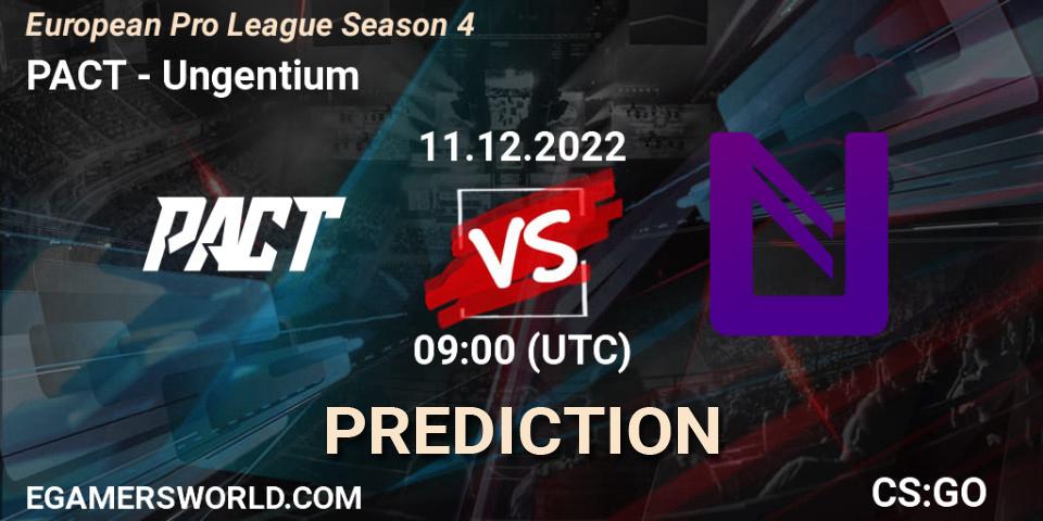 PACT contre Ungentium : prédiction de match. 12.12.2022 at 09:00. Counter-Strike (CS2), European Pro League Season 4