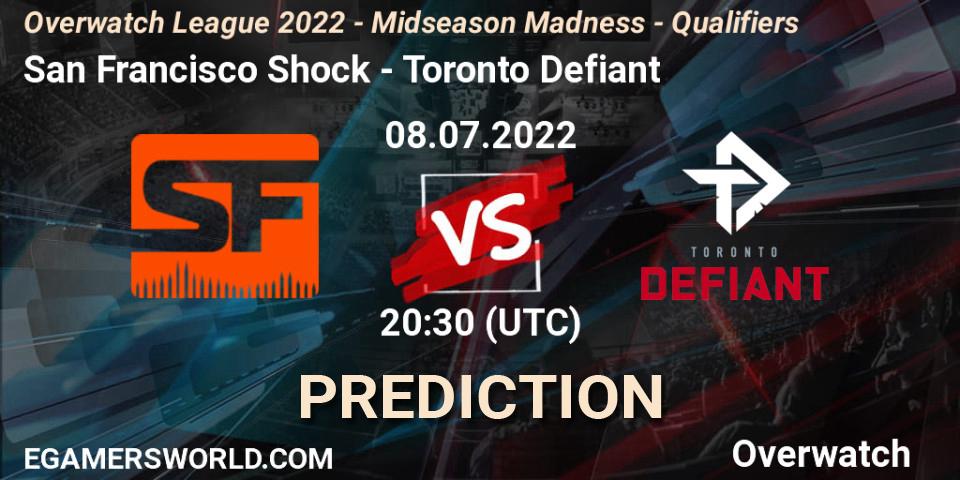 San Francisco Shock contre Toronto Defiant : prédiction de match. 08.07.2022 at 20:55. Overwatch, Overwatch League 2022 - Midseason Madness - Qualifiers