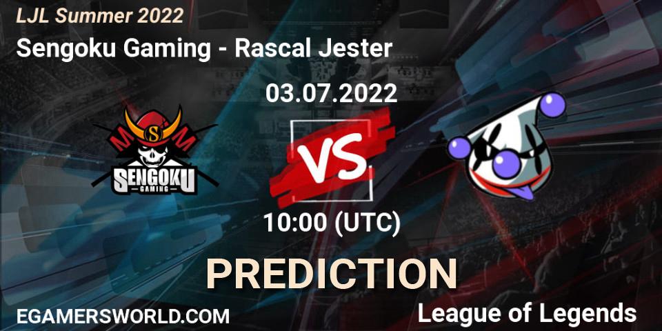 Sengoku Gaming contre Rascal Jester : prédiction de match. 03.07.2022 at 10:00. LoL, LJL Summer 2022