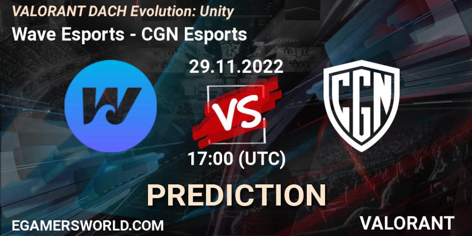 Wave Esports contre CGN Esports : prédiction de match. 29.11.22. VALORANT, VALORANT DACH Evolution: Unity