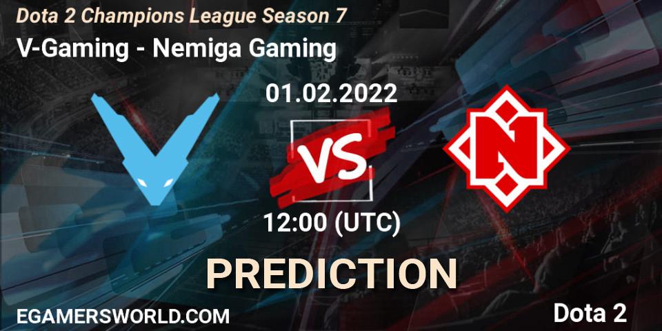 V-Gaming contre Nemiga Gaming : prédiction de match. 01.02.2022 at 12:01. Dota 2, Dota 2 Champions League 2022 Season 7