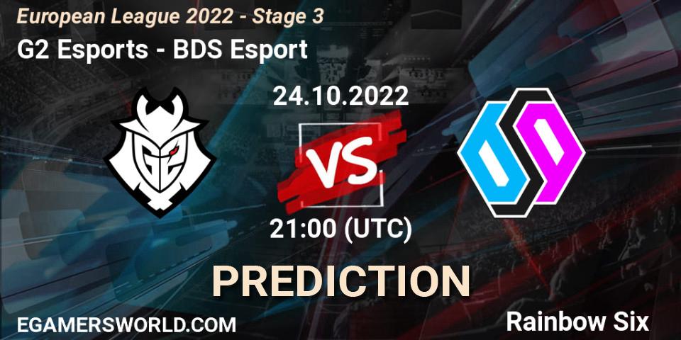 G2 Esports contre BDS Esport : prédiction de match. 24.10.22. Rainbow Six, European League 2022 - Stage 3