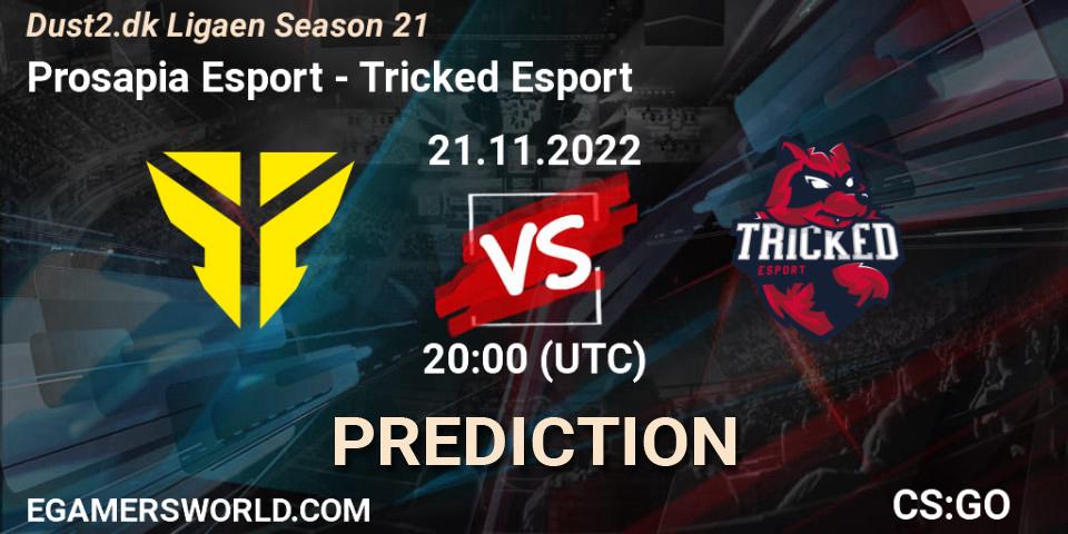 Prosapia Esport contre Tricked Esport : prédiction de match. 21.11.2022 at 20:00. Counter-Strike (CS2), Dust2.dk Ligaen Season 21