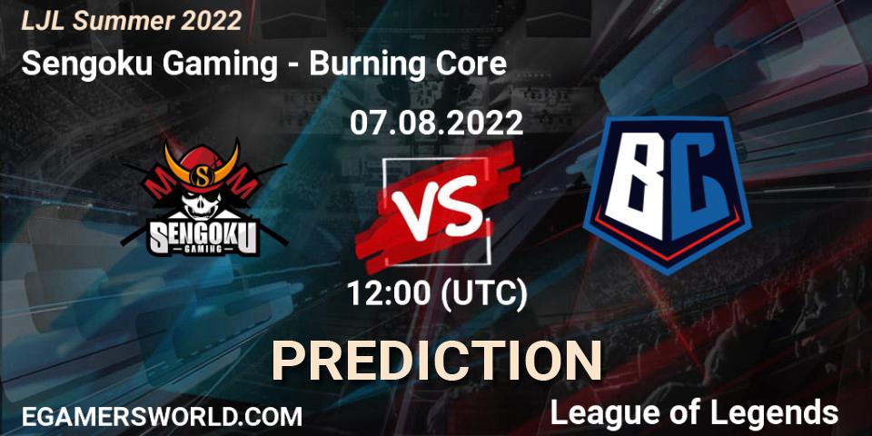 Sengoku Gaming contre Burning Core : prédiction de match. 07.08.22. LoL, LJL Summer 2022