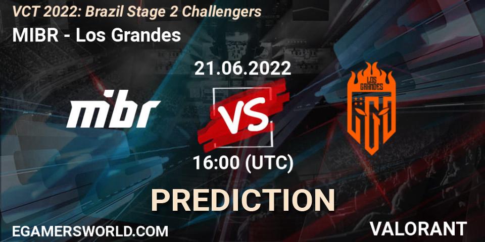 MIBR contre Los Grandes : prédiction de match. 21.06.2022 at 16:15. VALORANT, VCT 2022: Brazil Stage 2 Challengers