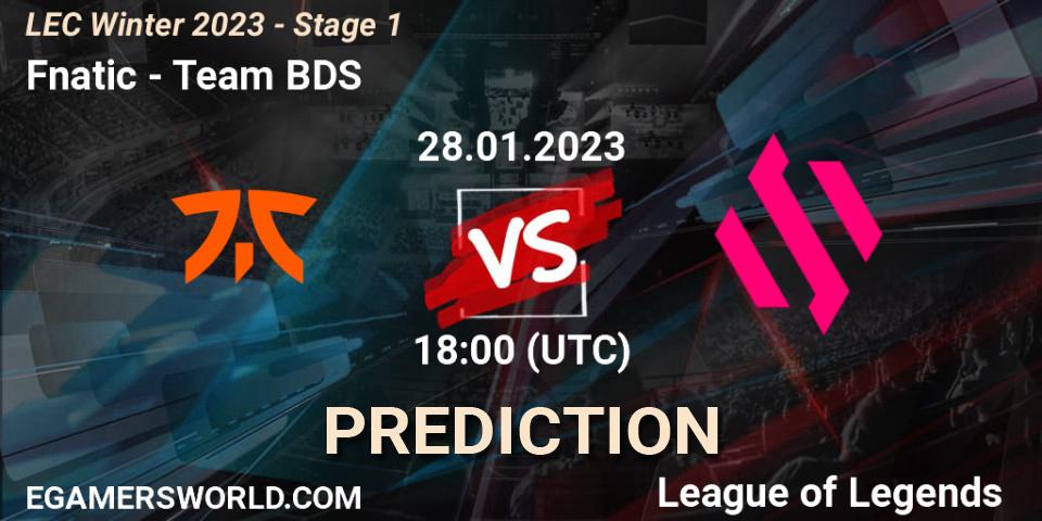 Fnatic contre Team BDS : prédiction de match. 28.01.23. LoL, LEC Winter 2023 - Stage 1