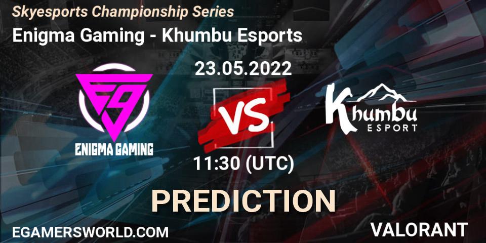 Enigma Gaming contre Khumbu Esports : prédiction de match. 24.05.2022 at 11:30. VALORANT, Skyesports Championship Series