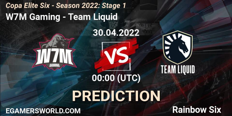 W7M Gaming contre Team Liquid : prédiction de match. 29.04.2022 at 23:00. Rainbow Six, Copa Elite Six - Season 2022: Stage 1