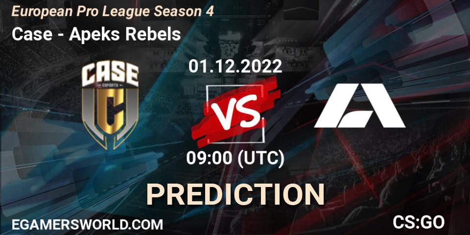 Case contre Apeks Rebels : prédiction de match. 01.12.22. CS2 (CS:GO), European Pro League Season 4