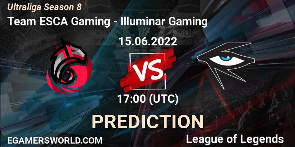 Team ESCA Gaming contre Illuminar Gaming : prédiction de match. 15.06.2022 at 17:00. LoL, Ultraliga Season 8