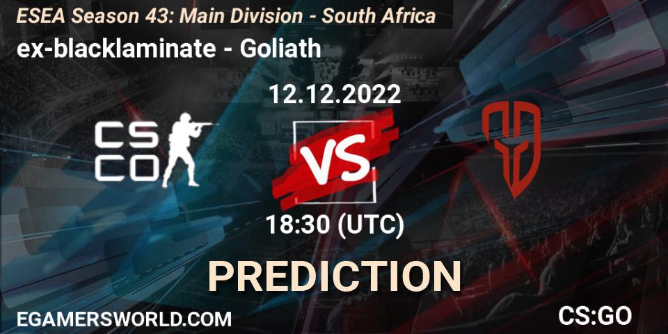ex-blacklaminate contre Goliath : prédiction de match. 12.12.22. CS2 (CS:GO), ESEA Season 43: Main Division - South Africa