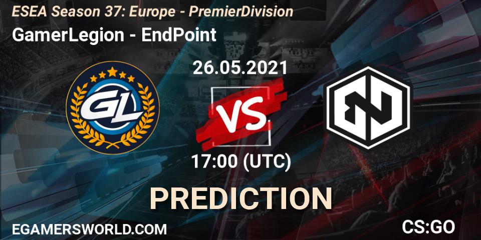 GamerLegion contre EndPoint : prédiction de match. 04.06.2021 at 11:00. Counter-Strike (CS2), ESEA Season 37: Europe - Premier Division
