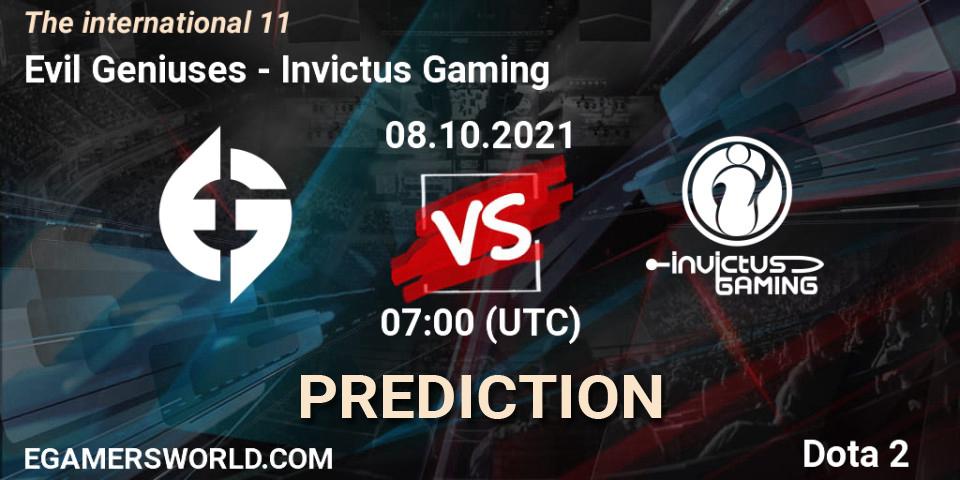 Evil Geniuses contre Invictus Gaming : prédiction de match. 07.10.21. Dota 2, The Internationa 2021