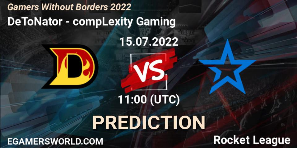 DeToNator contre compLexity Gaming : prédiction de match. 15.07.2022 at 11:00. Rocket League, Gamers Without Borders 2022