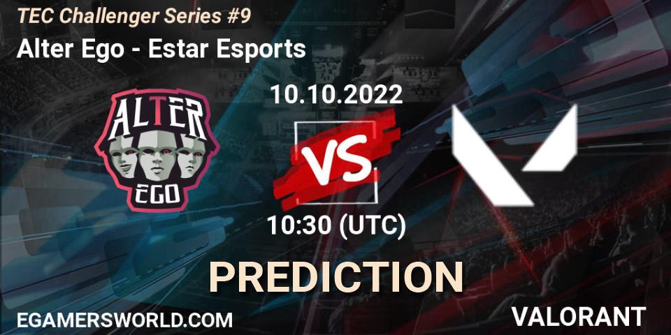 Alter Ego contre Estar Esports : prédiction de match. 10.10.2022 at 11:15. VALORANT, TEC Challenger Series #9