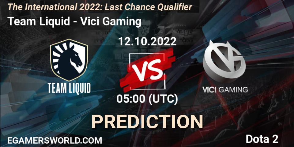 Team Liquid contre Vici Gaming : prédiction de match. 12.10.22. Dota 2, The International 2022: Last Chance Qualifier