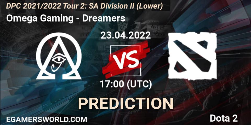 Omega Gaming contre Dreamers : prédiction de match. 23.04.2022 at 17:38. Dota 2, DPC 2021/2022 Tour 2: SA Division II (Lower)