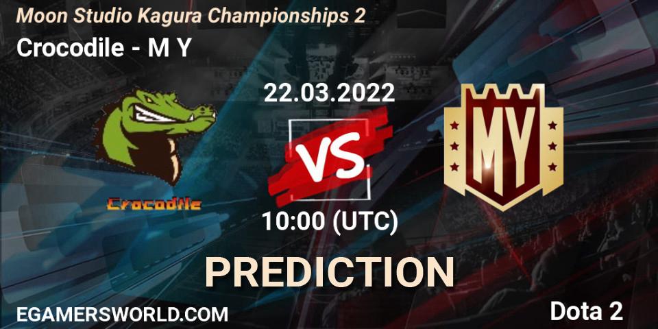 Crocodile contre M Y : prédiction de match. 22.03.2022 at 10:38. Dota 2, Moon Studio Kagura Championships 2