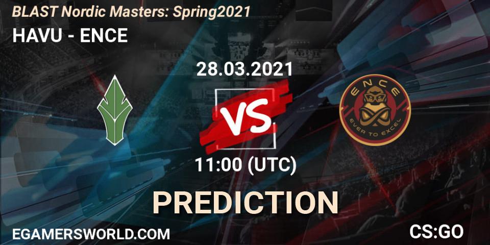 HAVU contre ENCE : prédiction de match. 28.03.2021 at 11:00. Counter-Strike (CS2), BLAST Nordic Masters: Spring 2021