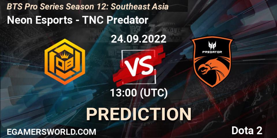 Neon Esports contre TNC Predator : prédiction de match. 24.09.22. Dota 2, BTS Pro Series Season 12: Southeast Asia