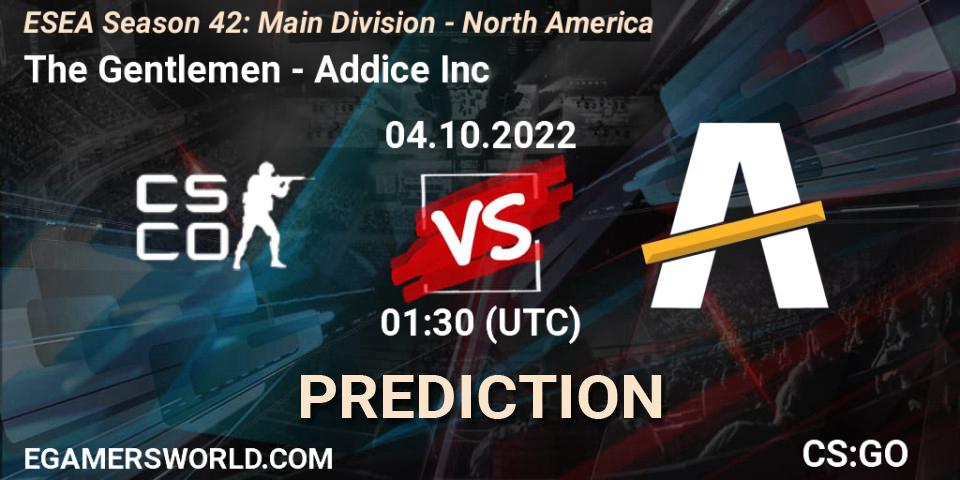 The Gentlemen contre Addice Inc : prédiction de match. 04.10.22. CS2 (CS:GO), ESEA Season 42: Main Division - North America