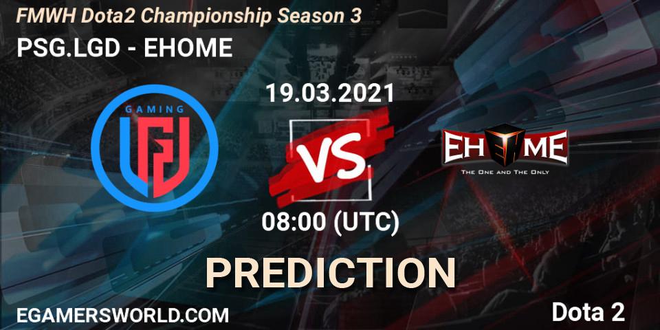 PSG.LGD contre EHOME : prédiction de match. 19.03.2021 at 08:04. Dota 2, FMWH Dota2 Championship Season 3