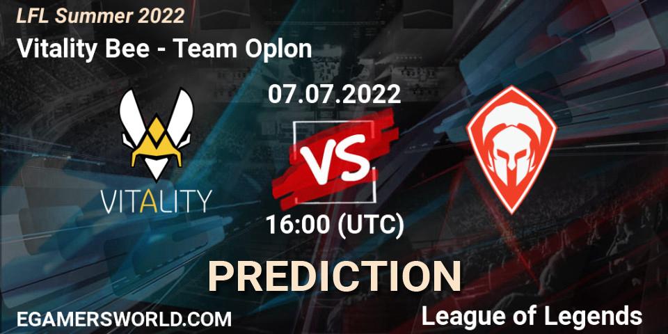 Vitality Bee contre Team Oplon : prédiction de match. 07.07.2022 at 16:00. LoL, LFL Summer 2022