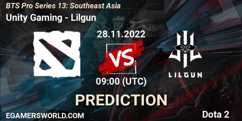 Unity Gaming contre Lilgun : prédiction de match. 28.11.22. Dota 2, BTS Pro Series 13: Southeast Asia