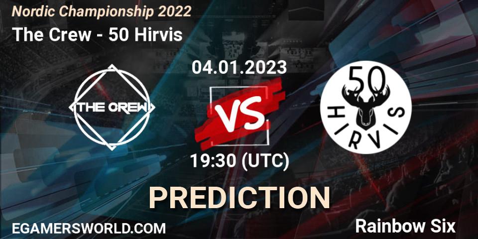 The Crew contre 50 Hirvis : prédiction de match. 04.01.2023 at 19:30. Rainbow Six, Nordic Championship 2022