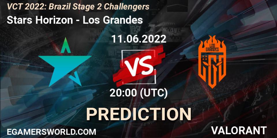 Stars Horizon contre Los Grandes : prédiction de match. 11.06.2022 at 20:15. VALORANT, VCT 2022: Brazil Stage 2 Challengers
