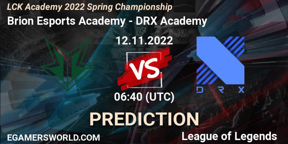Brion Esports Academy contre DRX Academy : prédiction de match. 12.11.2022 at 06:40. LoL, LCK Academy 2022 Spring Championship