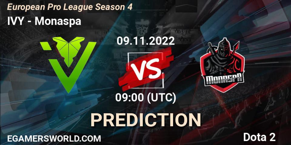 IVY contre Monaspa : prédiction de match. 09.11.22. Dota 2, European Pro League Season 4