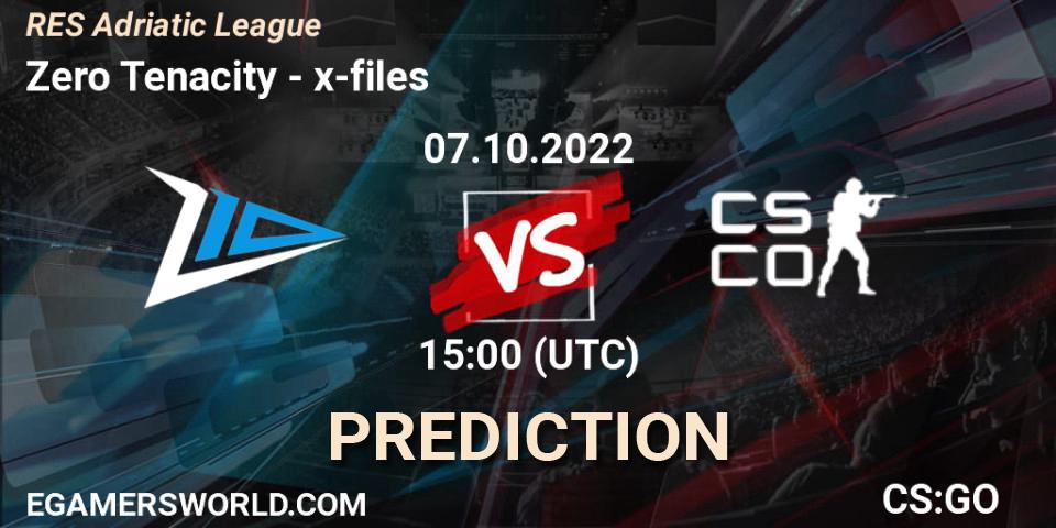 Zero Tenacity contre x-files : prédiction de match. 07.10.2022 at 15:00. Counter-Strike (CS2), RES Adriatic League