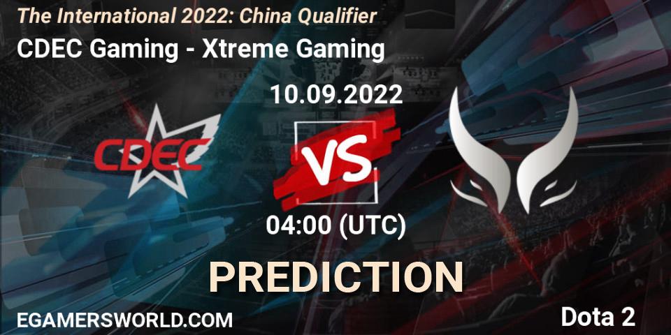 CDEC Gaming contre Xtreme Gaming : prédiction de match. 10.09.22. Dota 2, The International 2022: China Qualifier