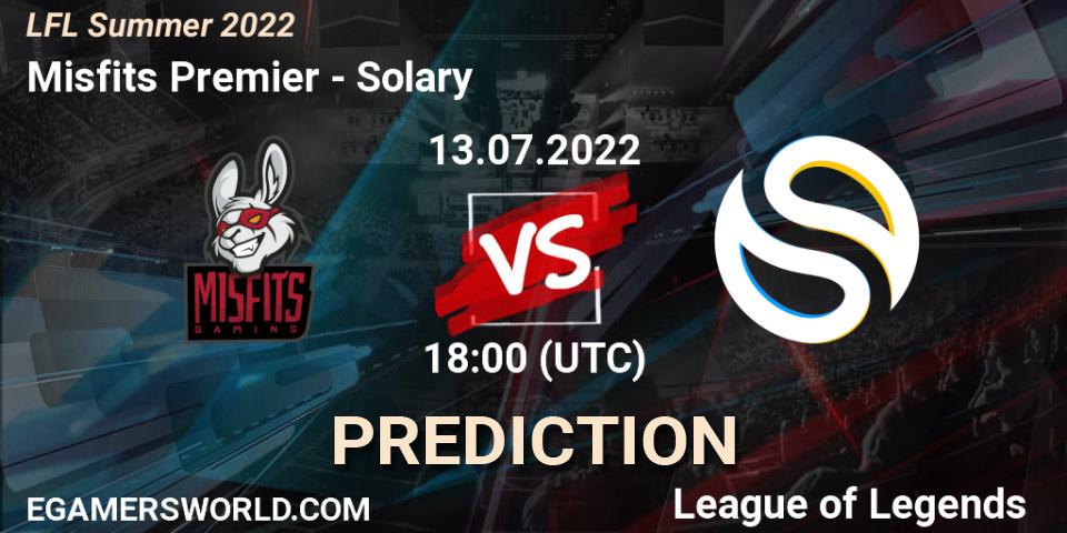 Misfits Premier contre Solary : prédiction de match. 13.07.22. LoL, LFL Summer 2022