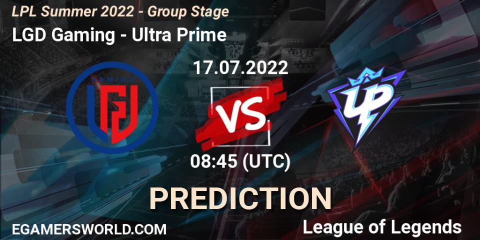 LGD Gaming contre Ultra Prime : prédiction de match. 17.07.2022 at 09:50. LoL, LPL Summer 2022 - Group Stage