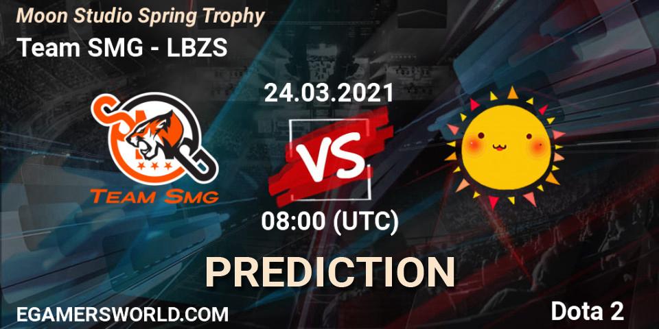 Team SMG contre LBZS : prédiction de match. 24.03.2021 at 08:03. Dota 2, Moon Studio Spring Trophy