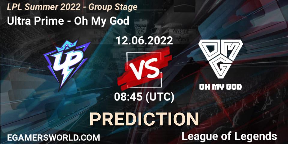 Ultra Prime contre Oh My God : prédiction de match. 12.06.2022 at 08:45. LoL, LPL Summer 2022 - Group Stage