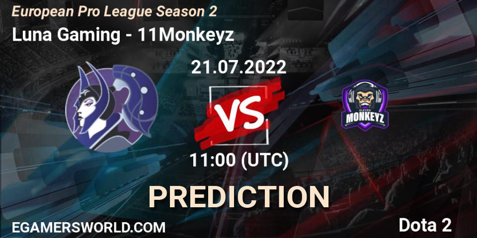 Luna Gaming contre 11Monkeyz : prédiction de match. 21.07.2022 at 11:13. Dota 2, European Pro League Season 2