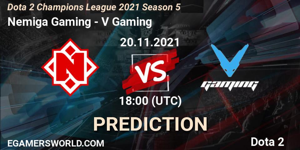 Nemiga Gaming contre V Gaming : prédiction de match. 20.11.2021 at 18:41. Dota 2, Dota 2 Champions League 2021 Season 5